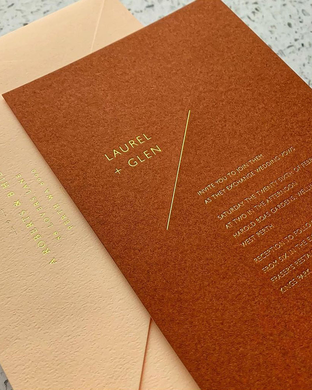 rust wedding invitations modern blush invitations