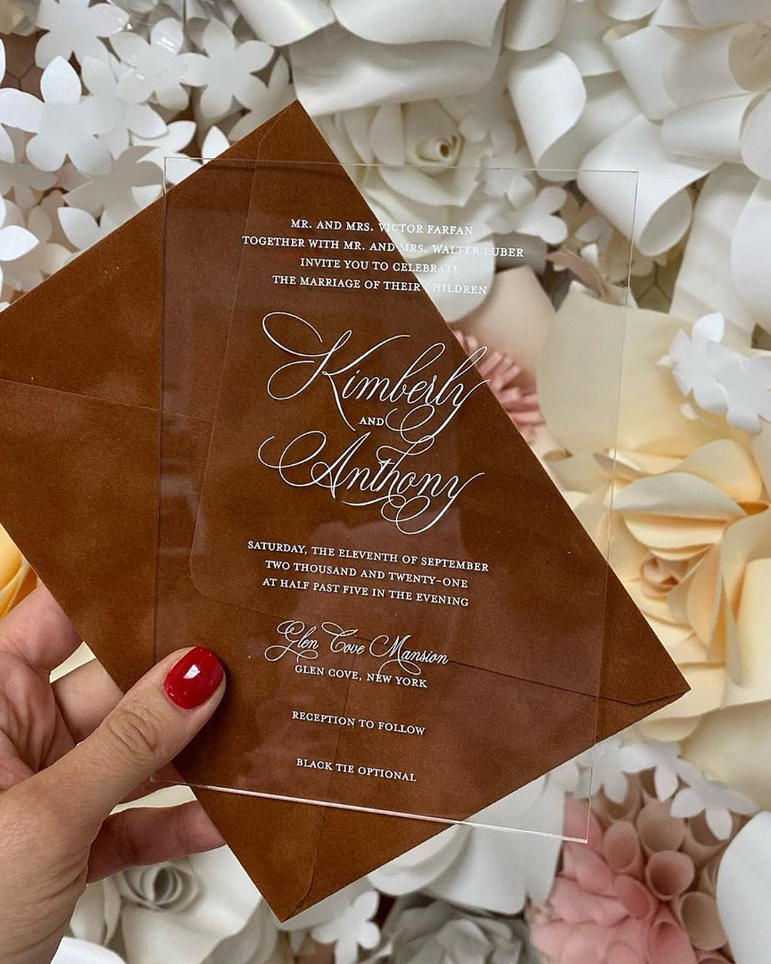 rust wedding invitations unique acrylic invites