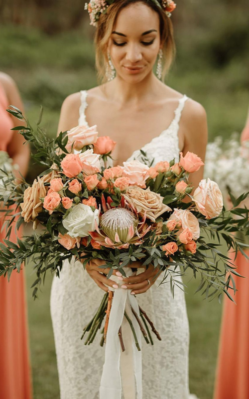 sage and rust wedding bridal bouquet