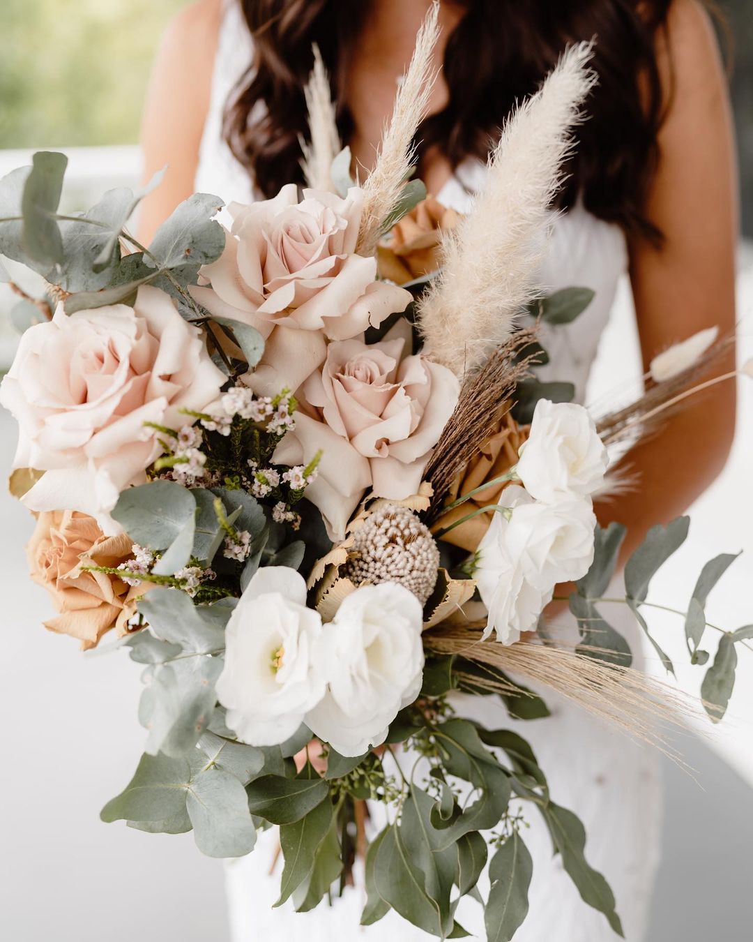 sage rust wedding bouquet blush