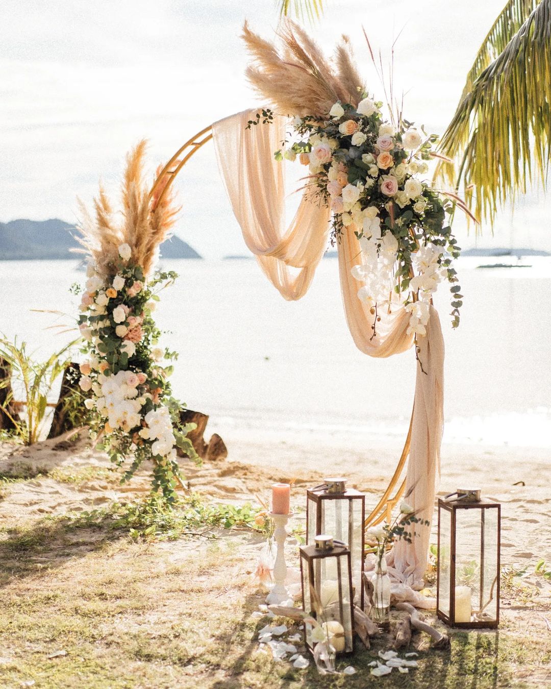 sage rust wedding arch flowers