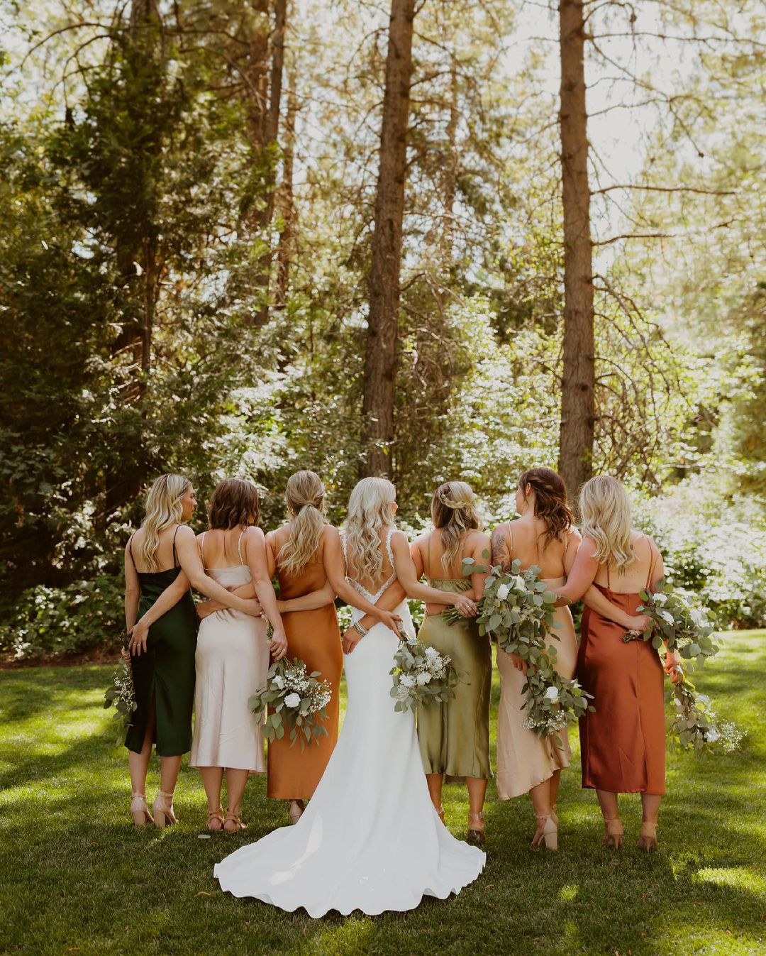 sage rust wedding bridesmaids looks