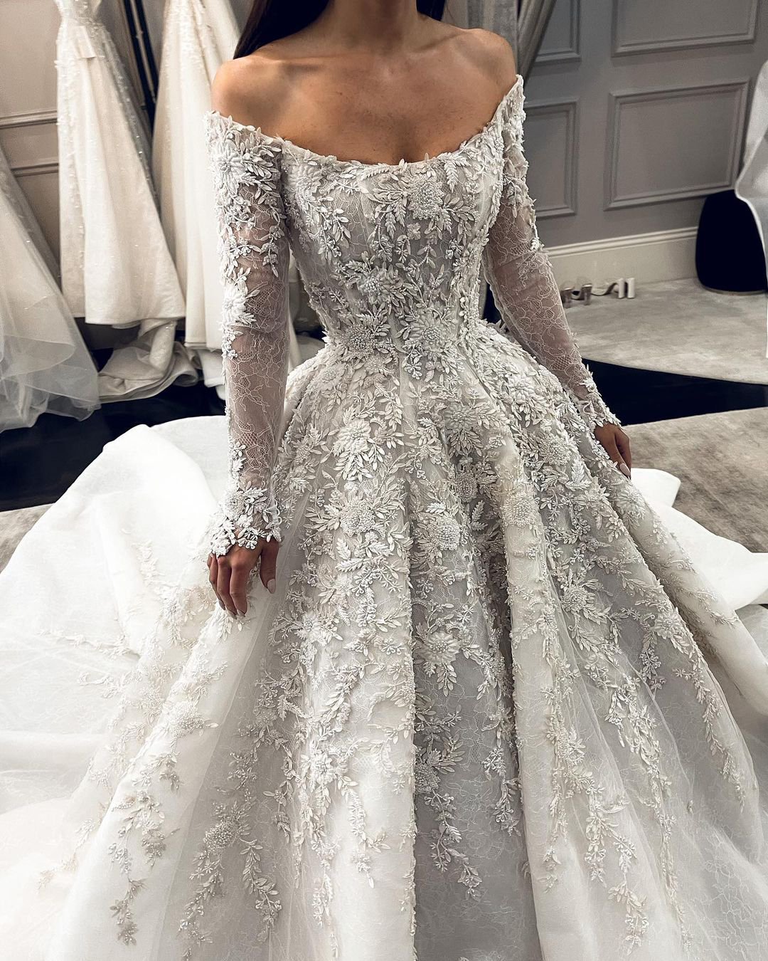 vintage inspired wedding dresses ball gown with long sleeves lace leahdagloria