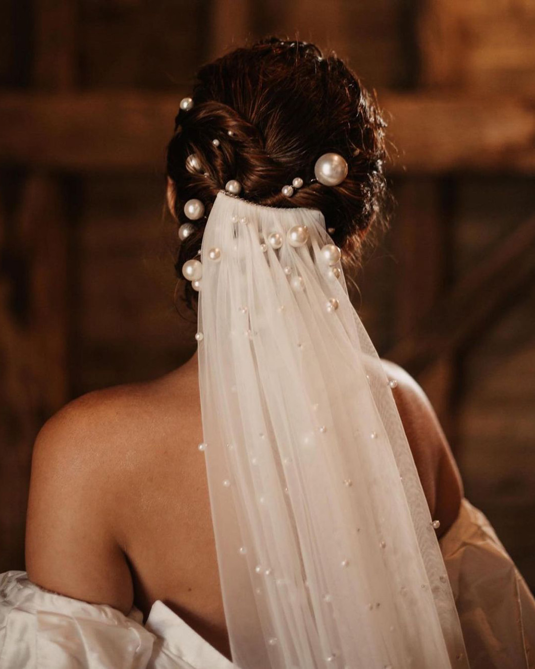 vintage wedding hairstyles pin up elegant updo with pearls and veil botiashairandmakeup