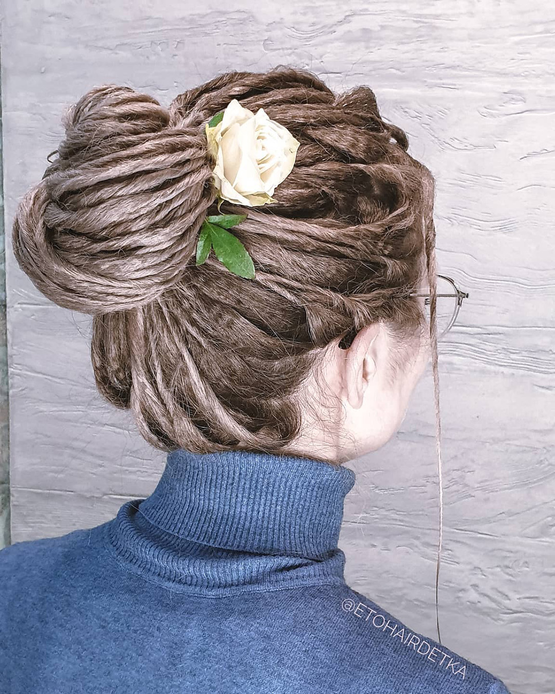 wedding hairstyles for dreadlocks high bun with flowers etohairdetka