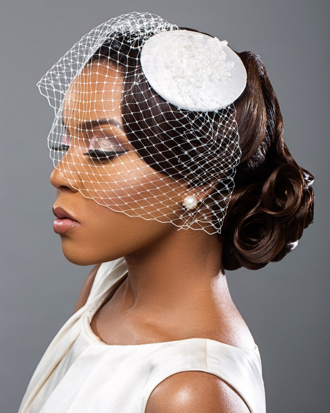 african wedding hairstyles vintage updo with birdcage veil charishair