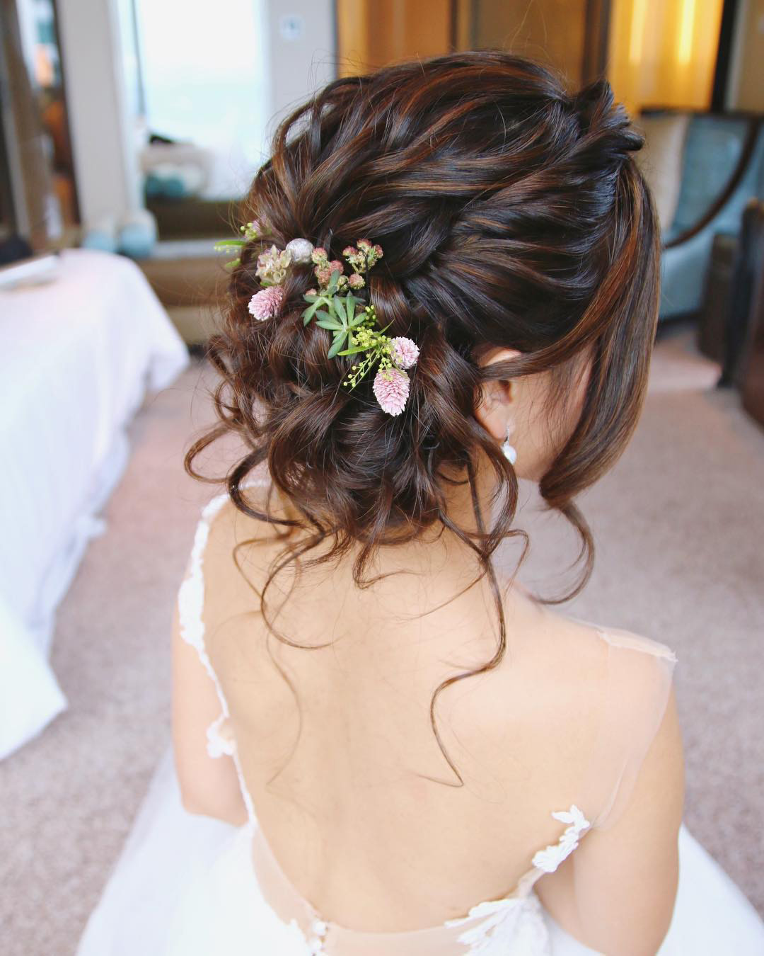 asian wedding hairstyles slightly messy side updo christinechiamakeup