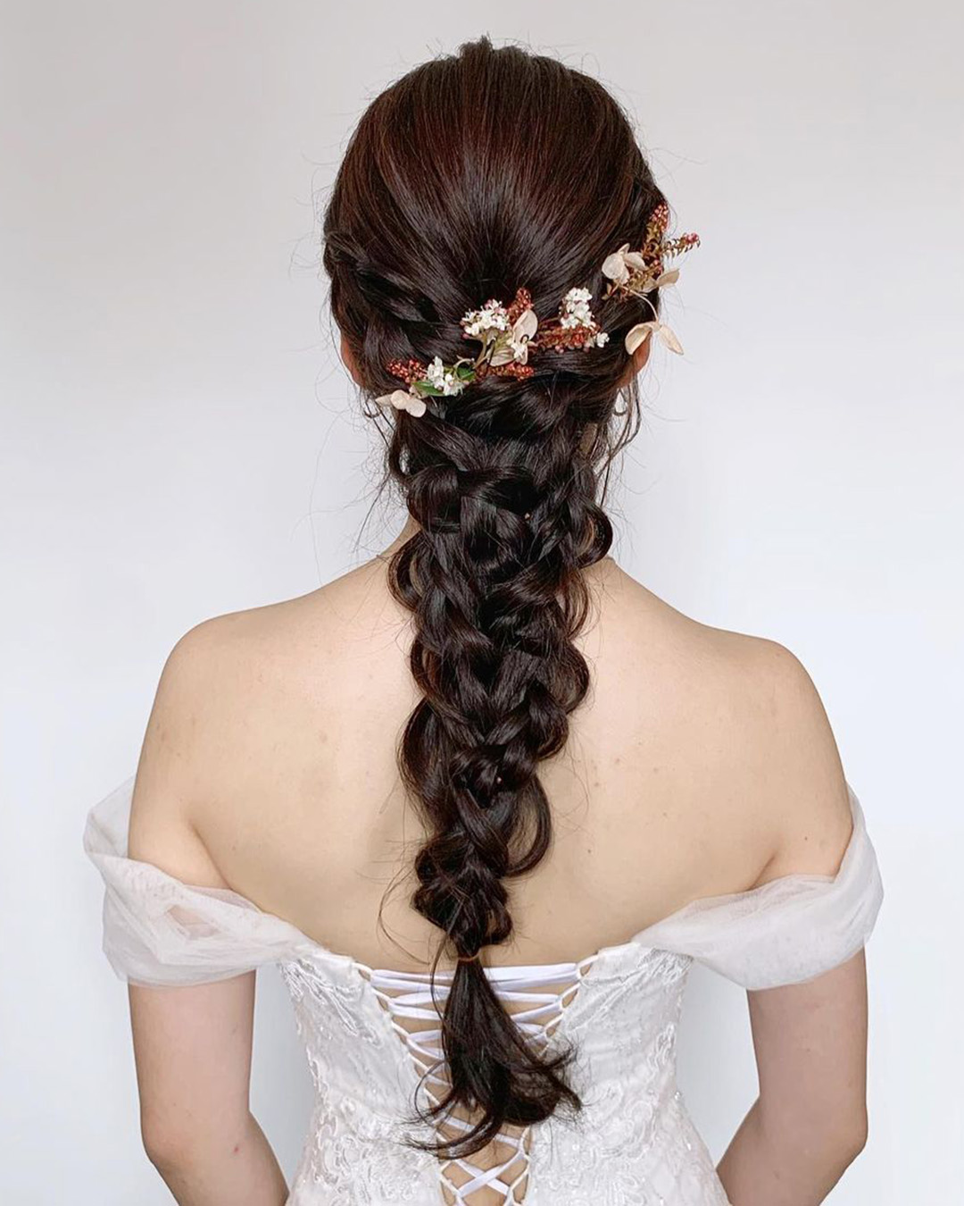 asian wedding hairstyles textured braid on long hair christinechiamakeup