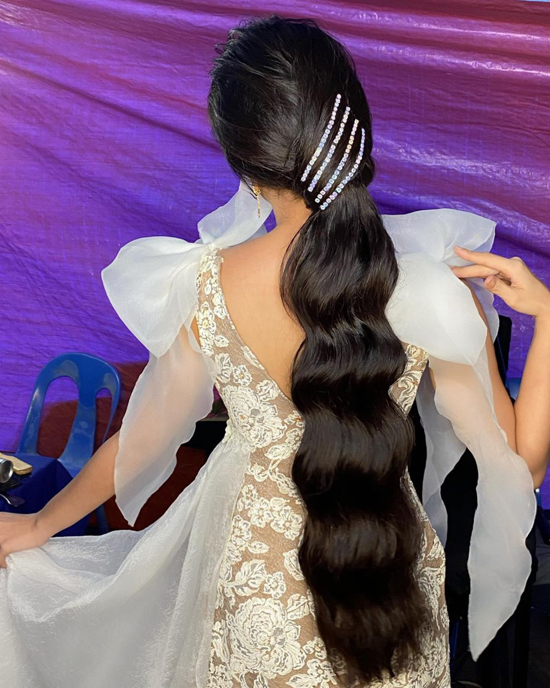 asian wedding hairstyles very long wavy style atenikks