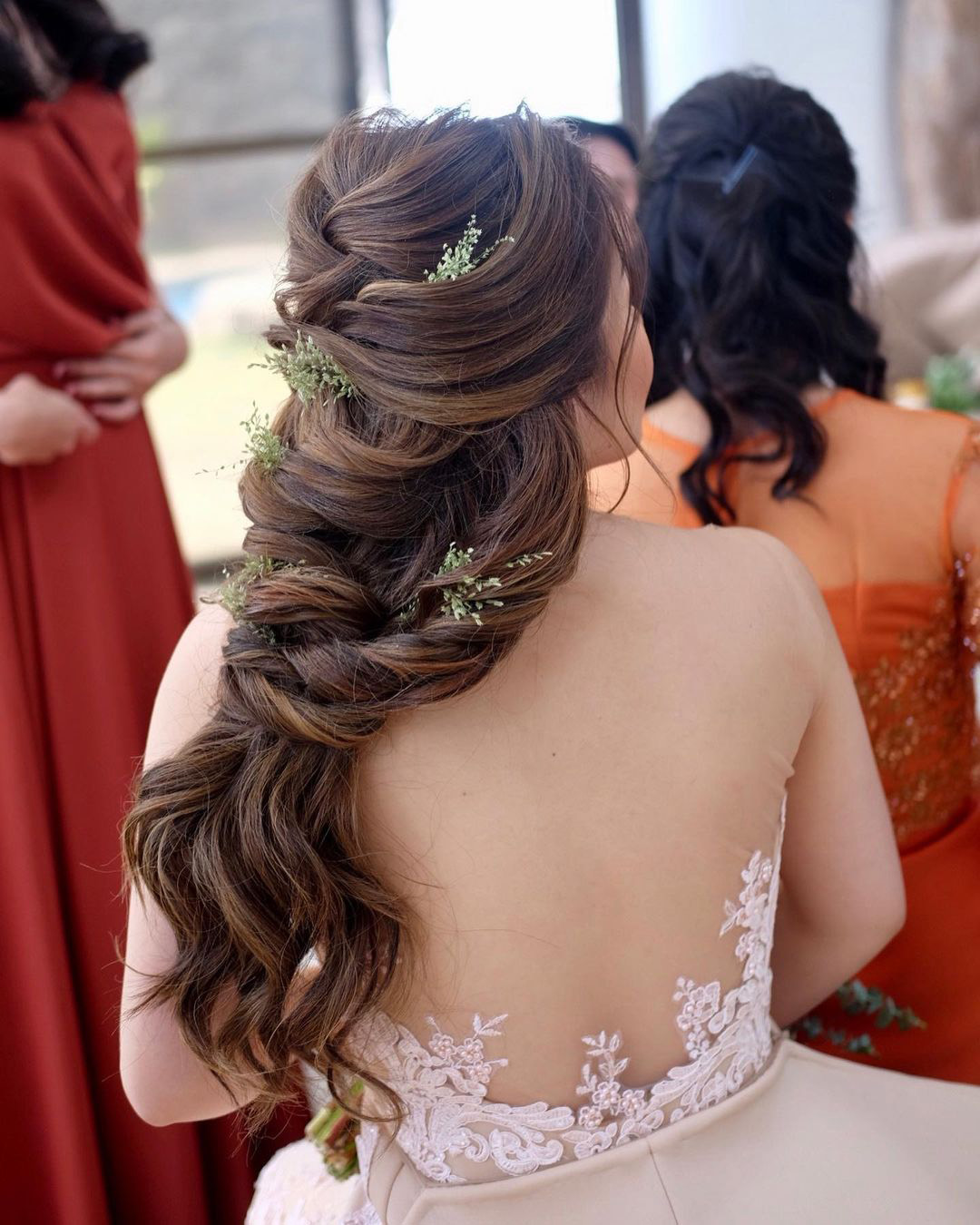 asian wedding hairstyles volume cascading hair braid on long hair atenikks