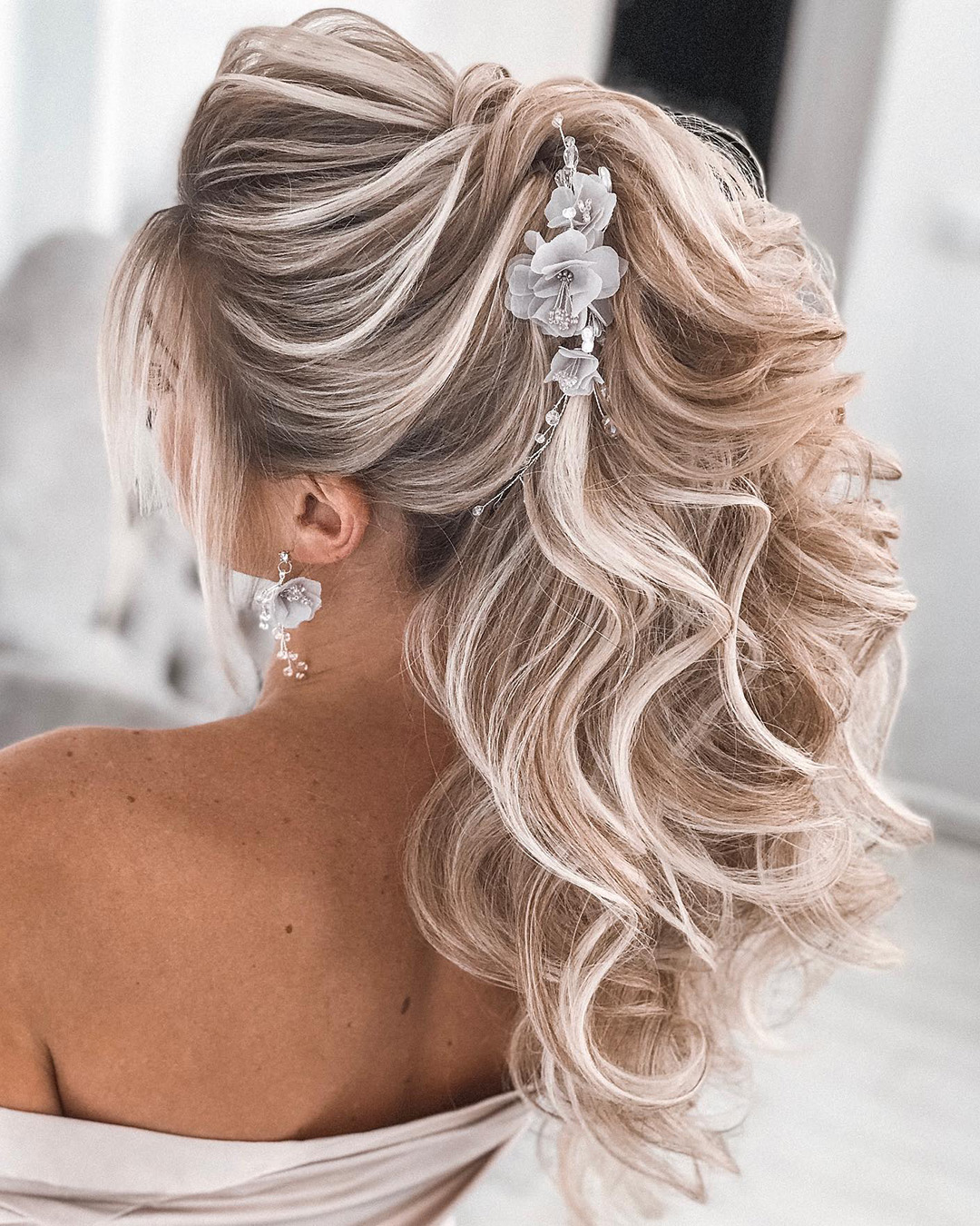 bridal barrette side flower pin on ponytail tatistylespb