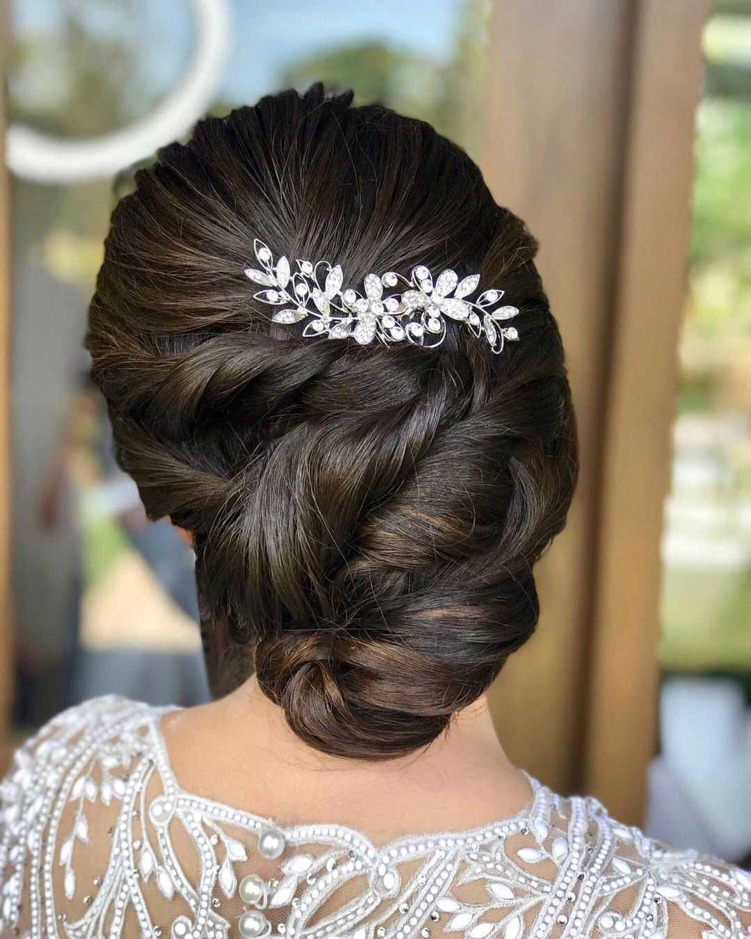 bridal hair pins textured braided updo with vintage comb atenikks