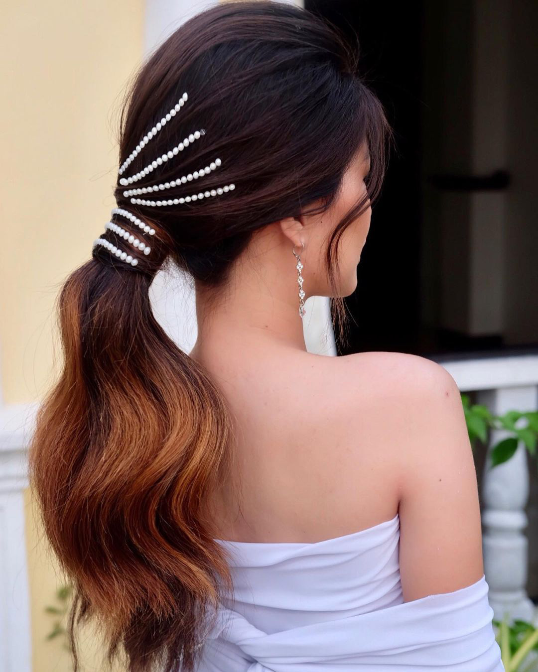 bridal hairpiece ponytail with strings atenikks