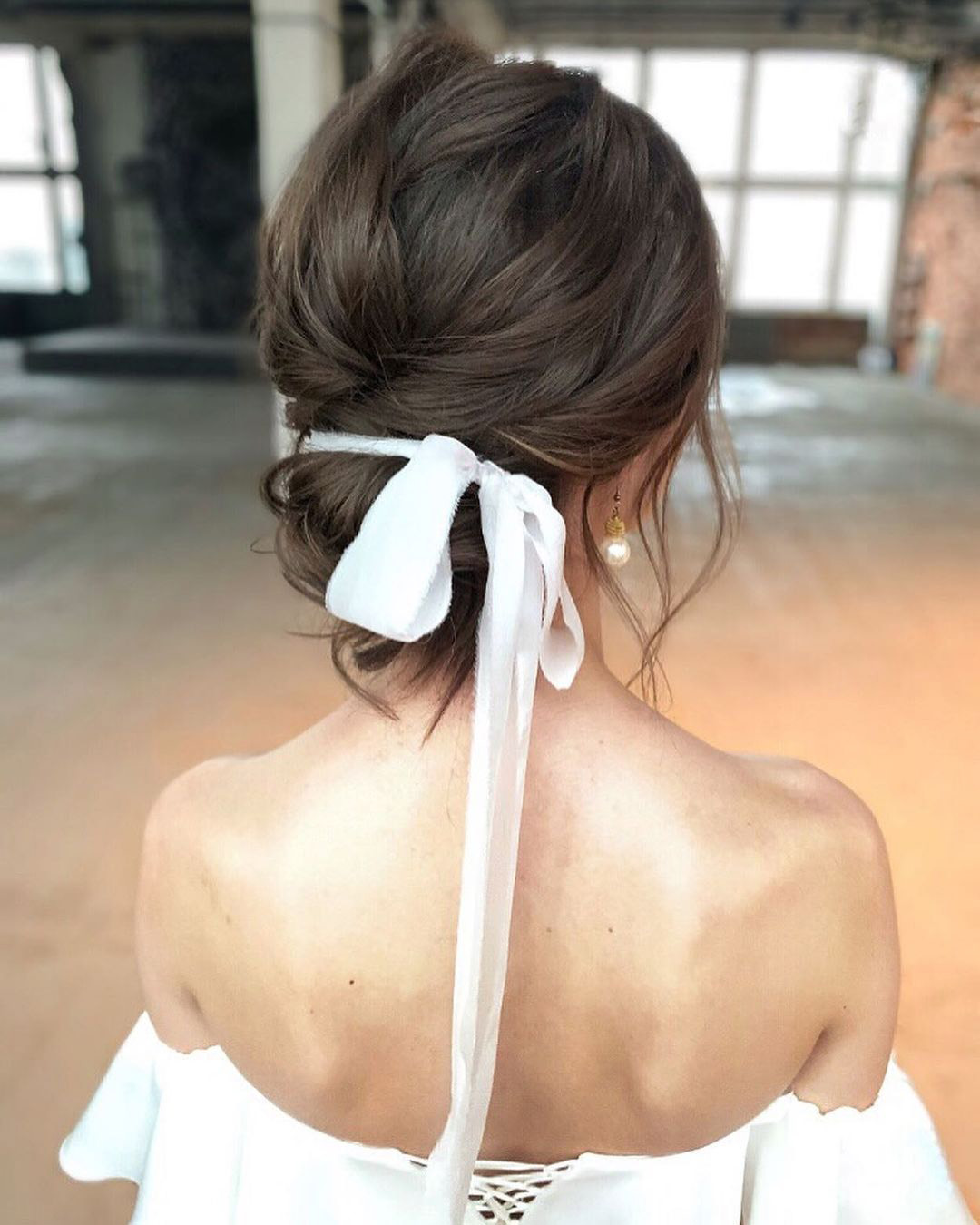 bridal hairpiece textured low bun with scarf julia_alesionok