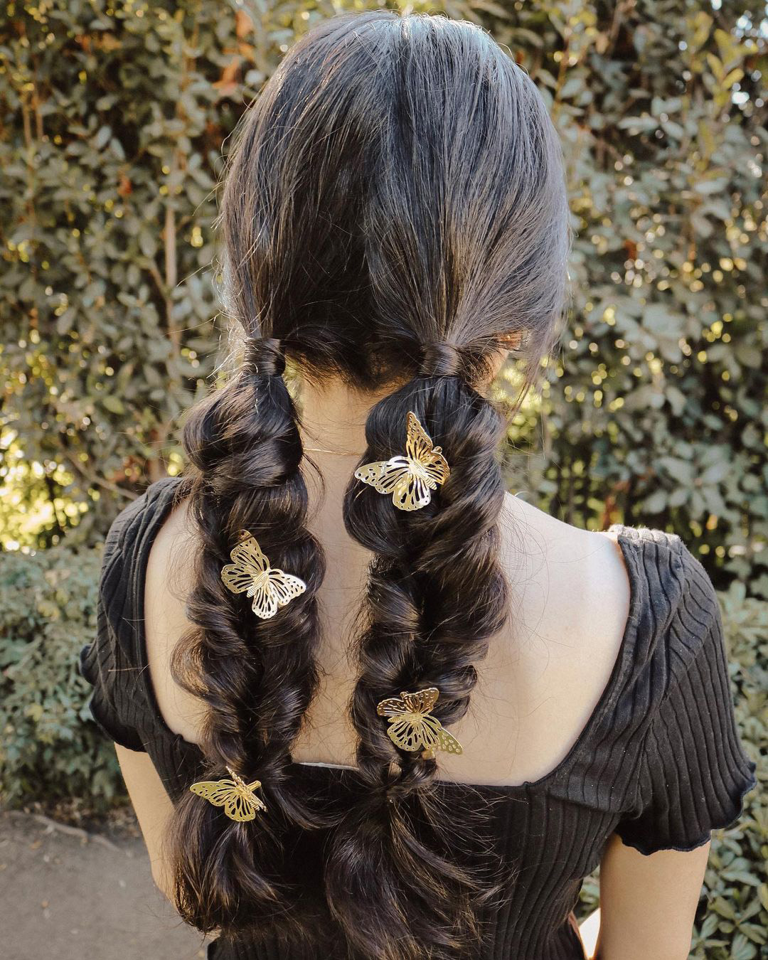 bridal hairpiece two braids with gold butterflyes rebecca.murphy.beauty