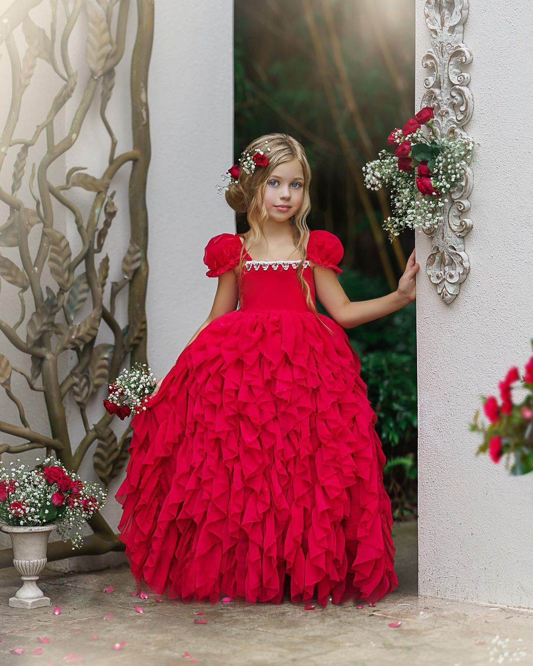flower girl dresses red