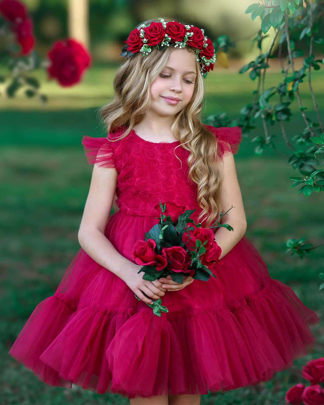 flower girl dresses red