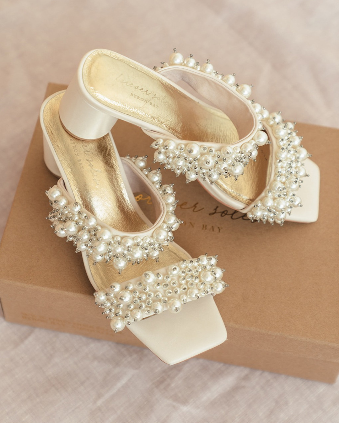 ivory wedding shoes low heel sandals with pearls beach foreversoles