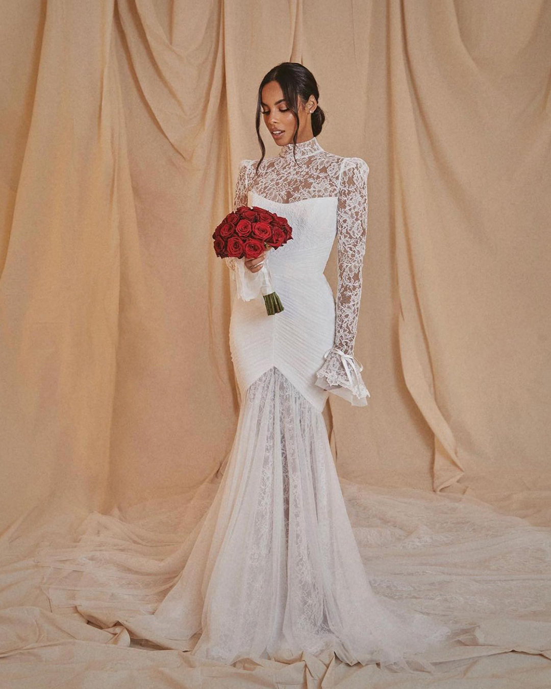 lace wedding dresses mermaid with long sleeves neville