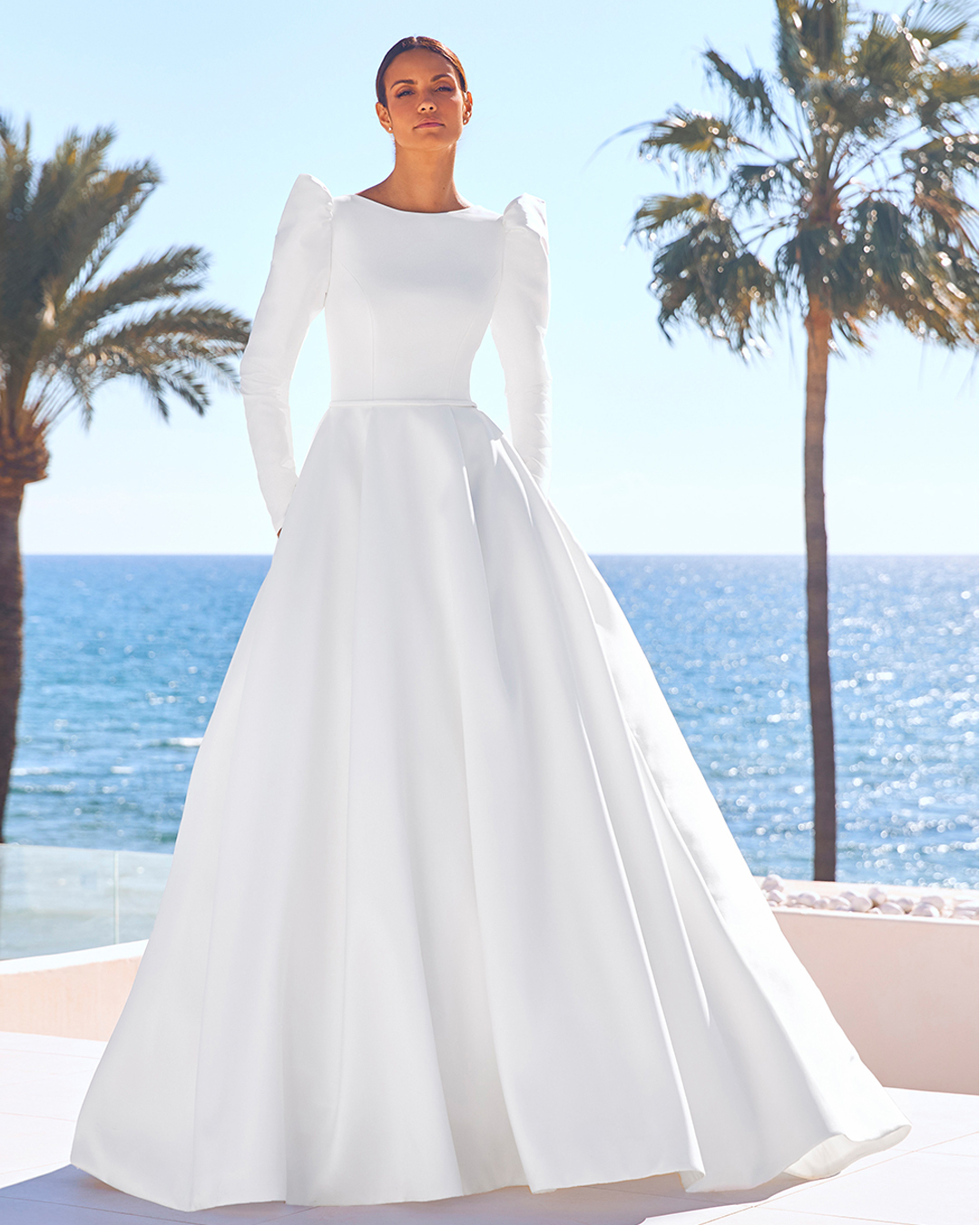 modest wedding dresses a line with long sleeves simple pronovias
