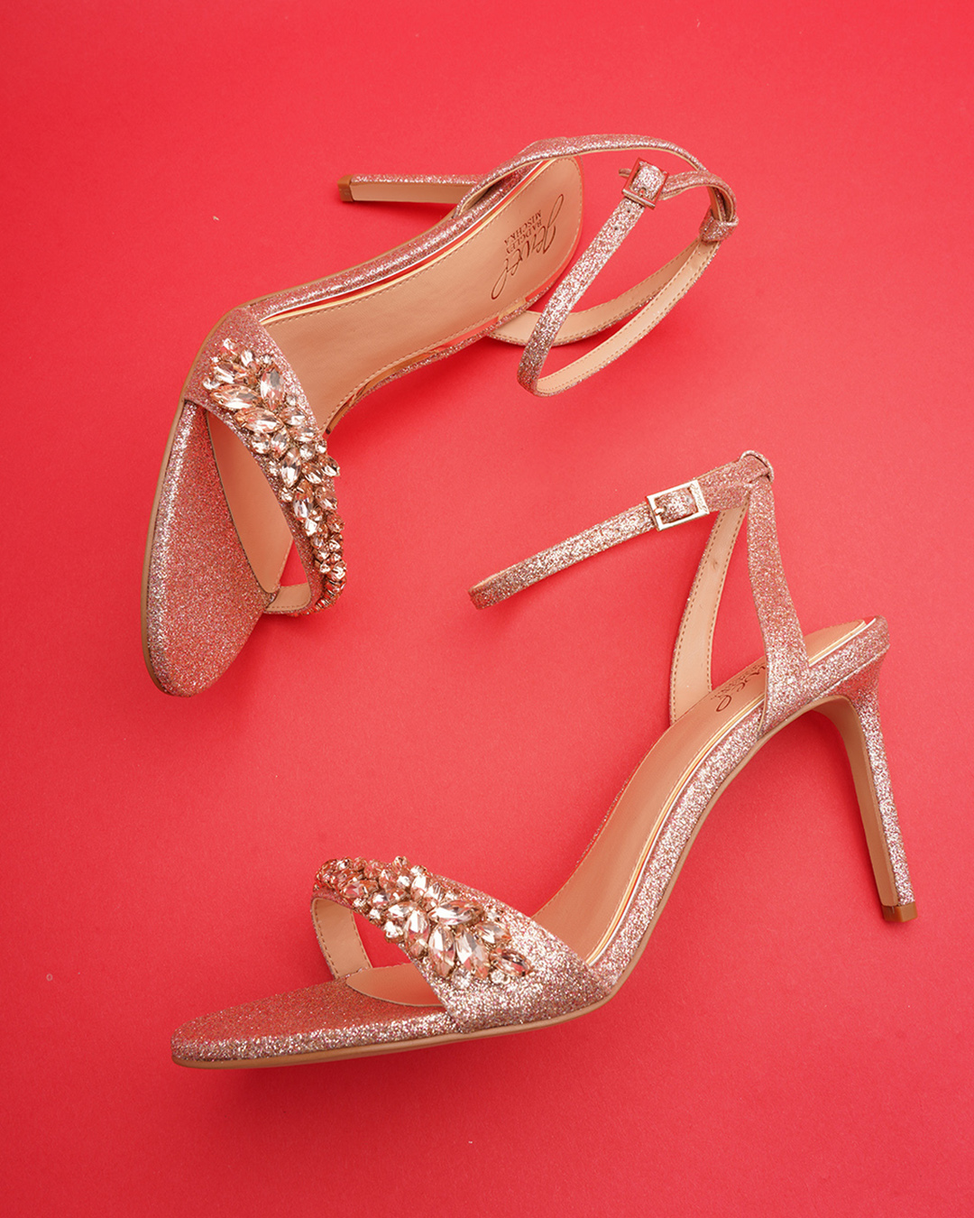 rose gold shoes for wedding with ankle straps sparkle badgleymischka