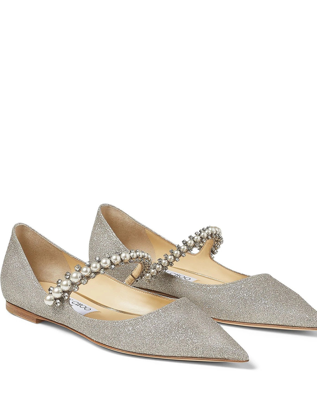 sparkly wedding shoes flats comfortable with pearls jimmy choo