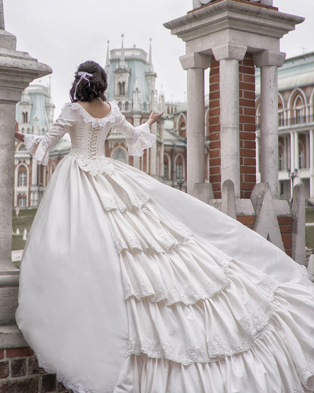 victorian wedding dresses ball gown with sleeves train dress_scarlett
