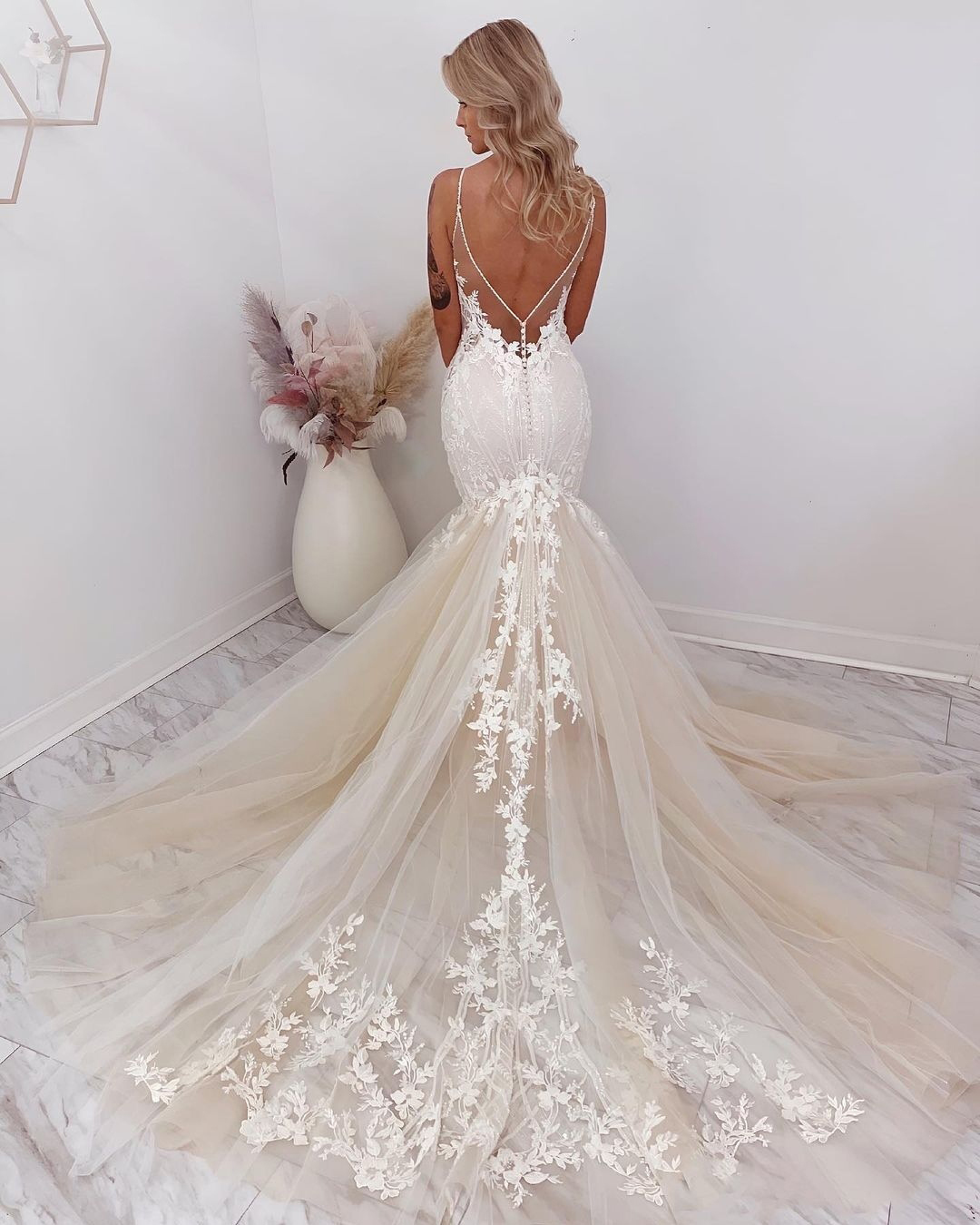 wedding dress designers lace with spaghetti straps lace trai enzoani