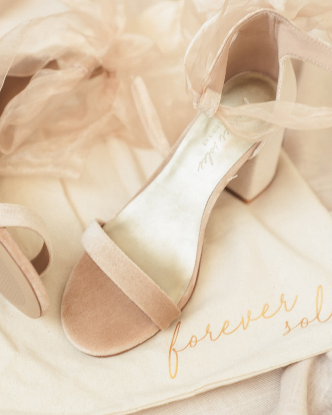 wedding shoes low heel nude simple velvet foreversoles