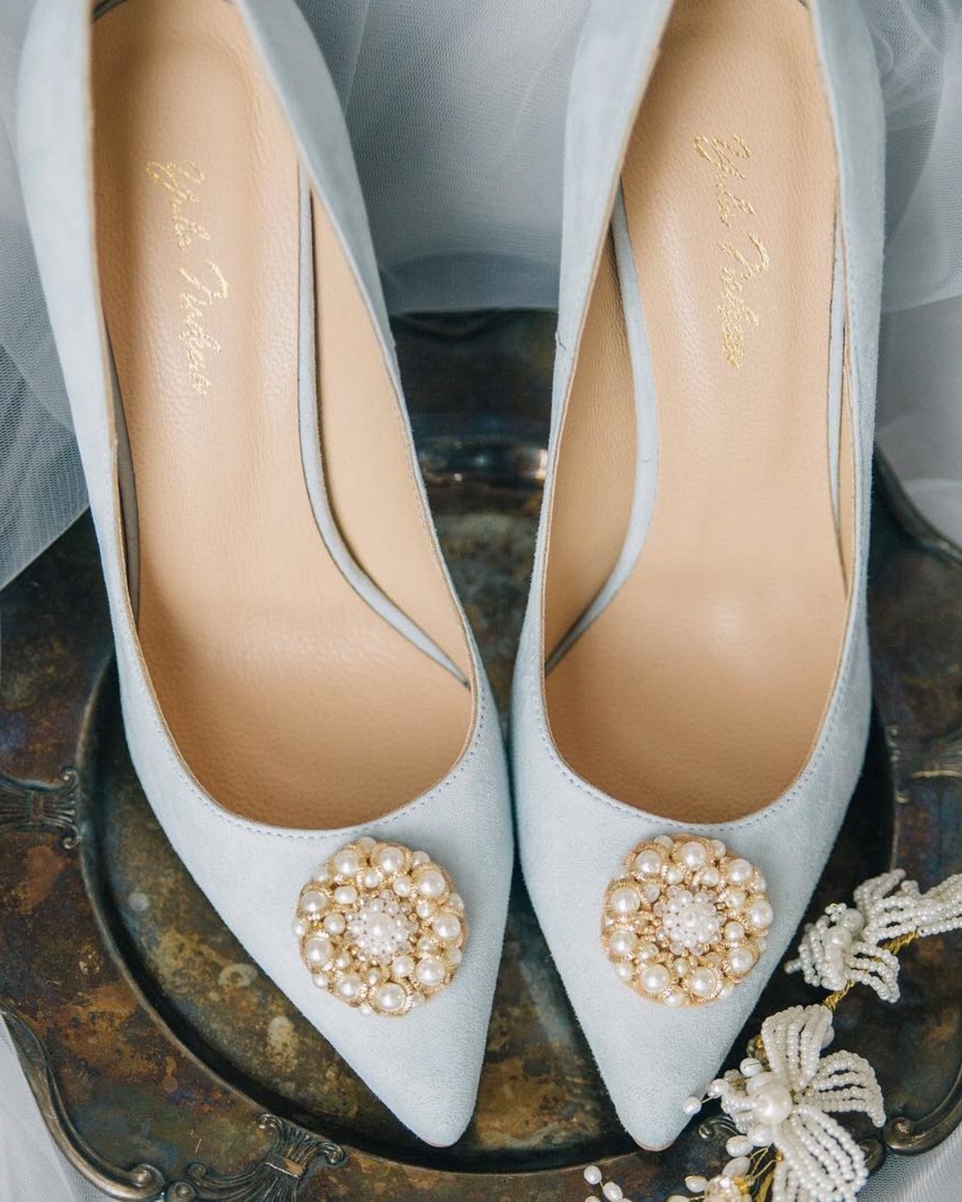wedding vintage shoes blue