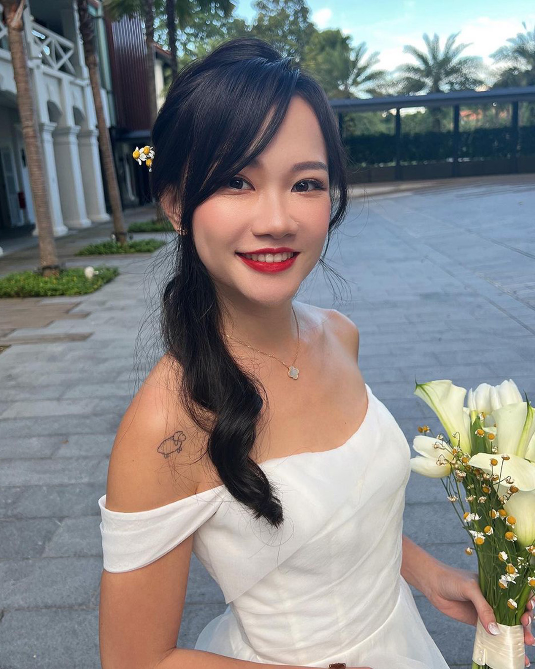 asian wedding makeup light idea with red lips christinechiamakeup