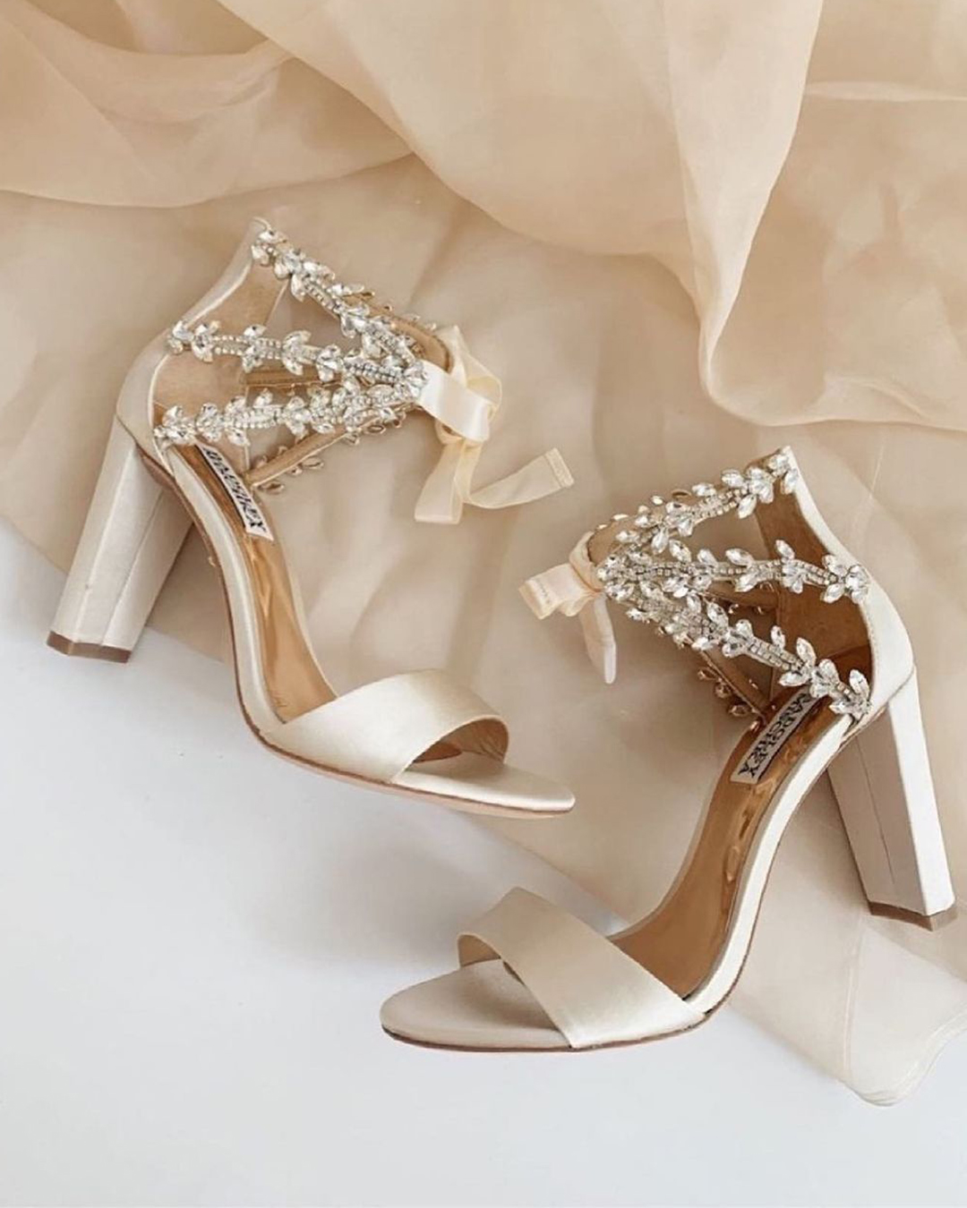 badgley mischka bridal shoes block heel jeweled badgleymischka