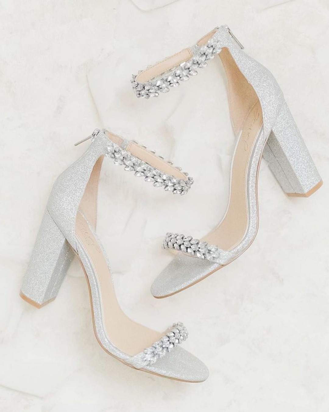 badgley mischka bridal shoes silver sequins low heel