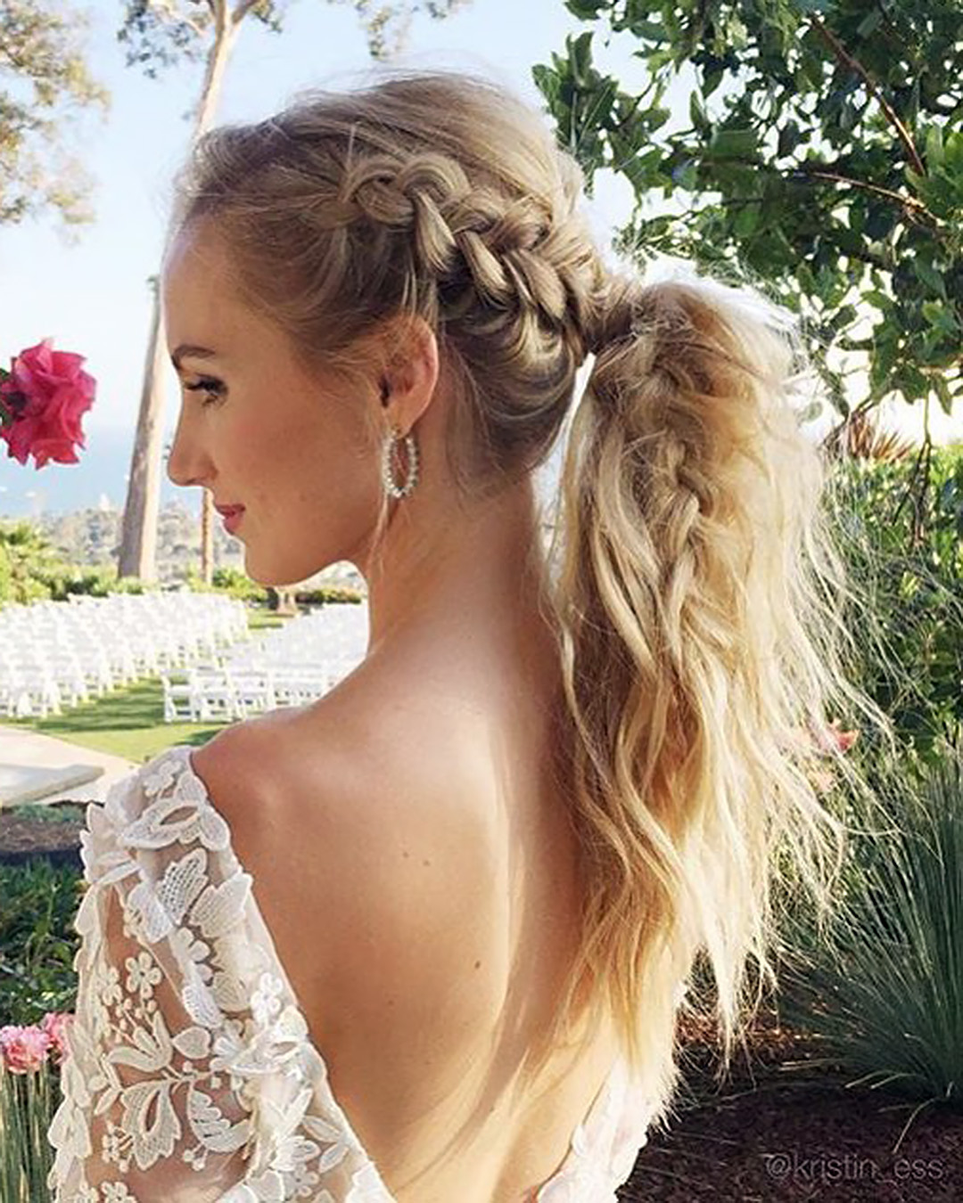 beach wedding hairstyles messy blonde ponytail with braid untamedpetals