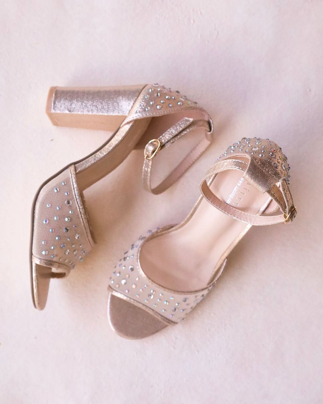 blush wedding shoes block heel