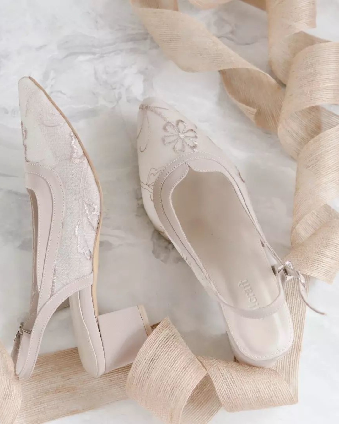 blush wedding shoes lace