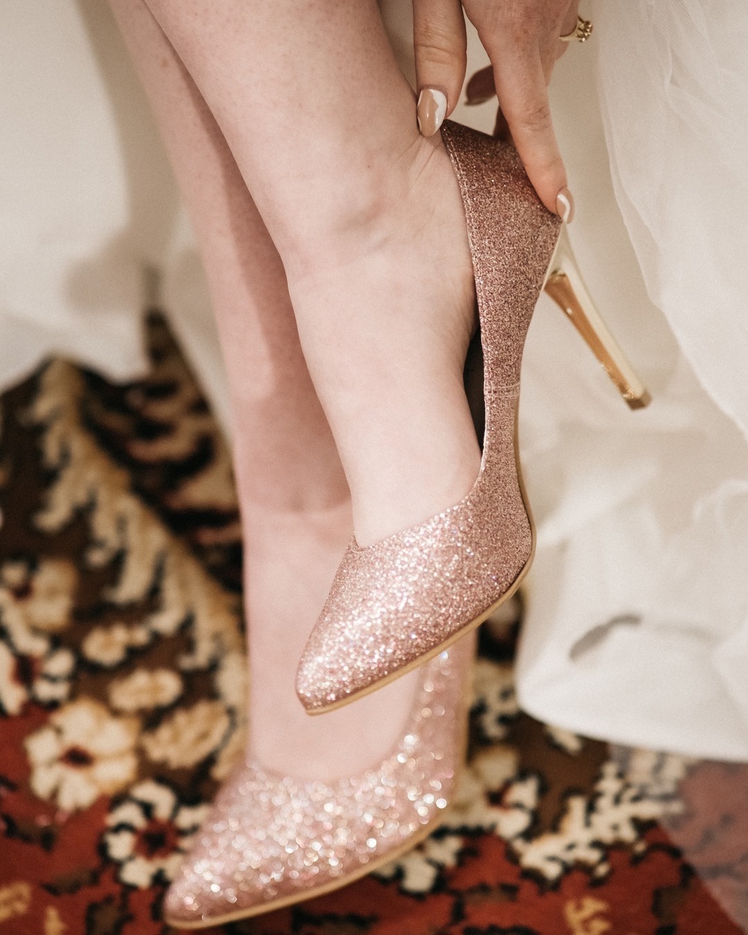blush wedding shoes sparkly