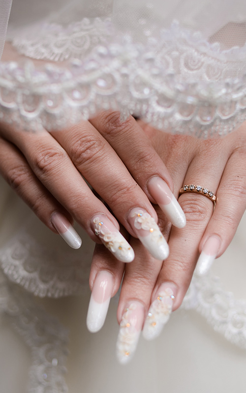 Pearls and Lace nail art