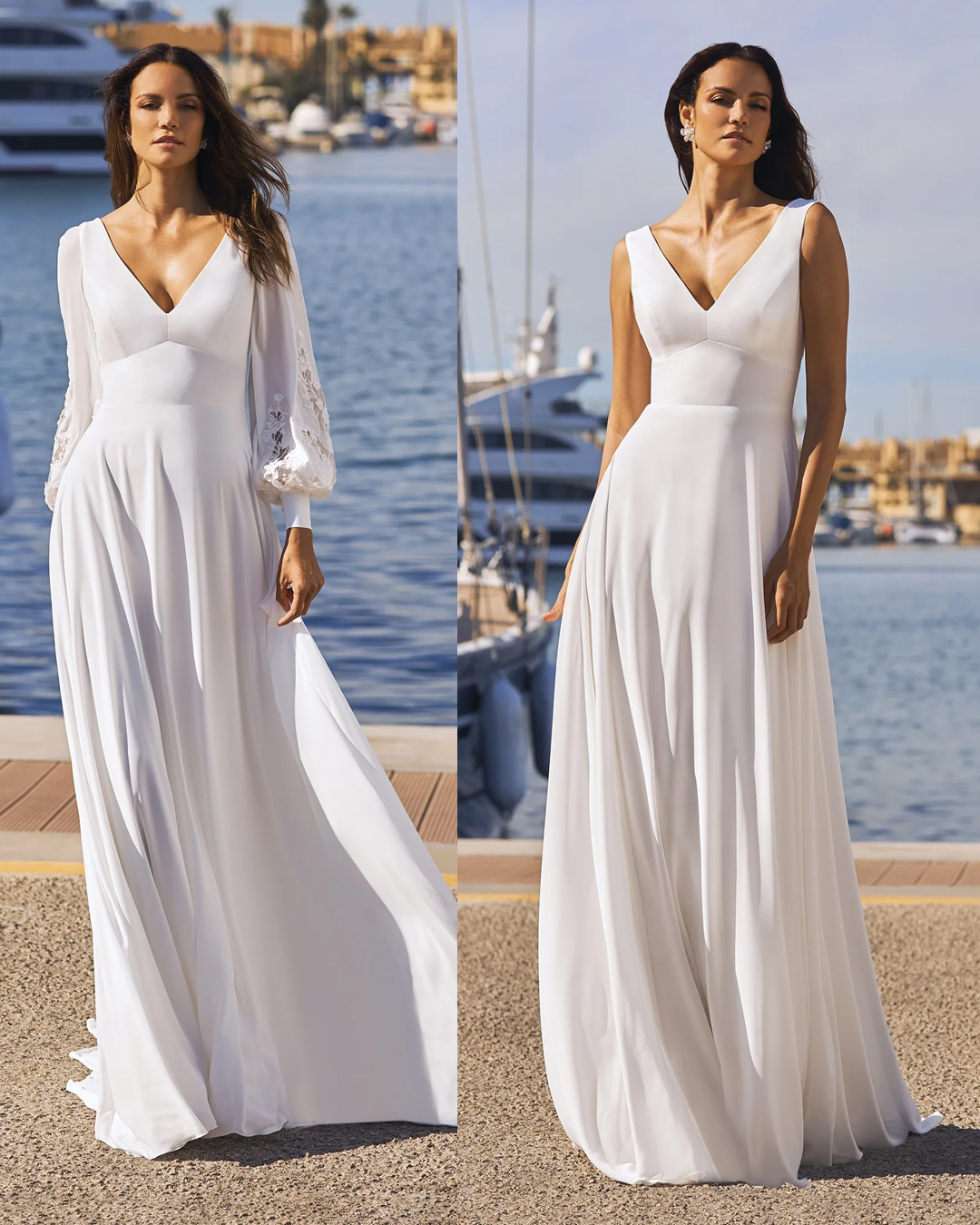 convertible wedding dress simple detachable sleeves pronovias