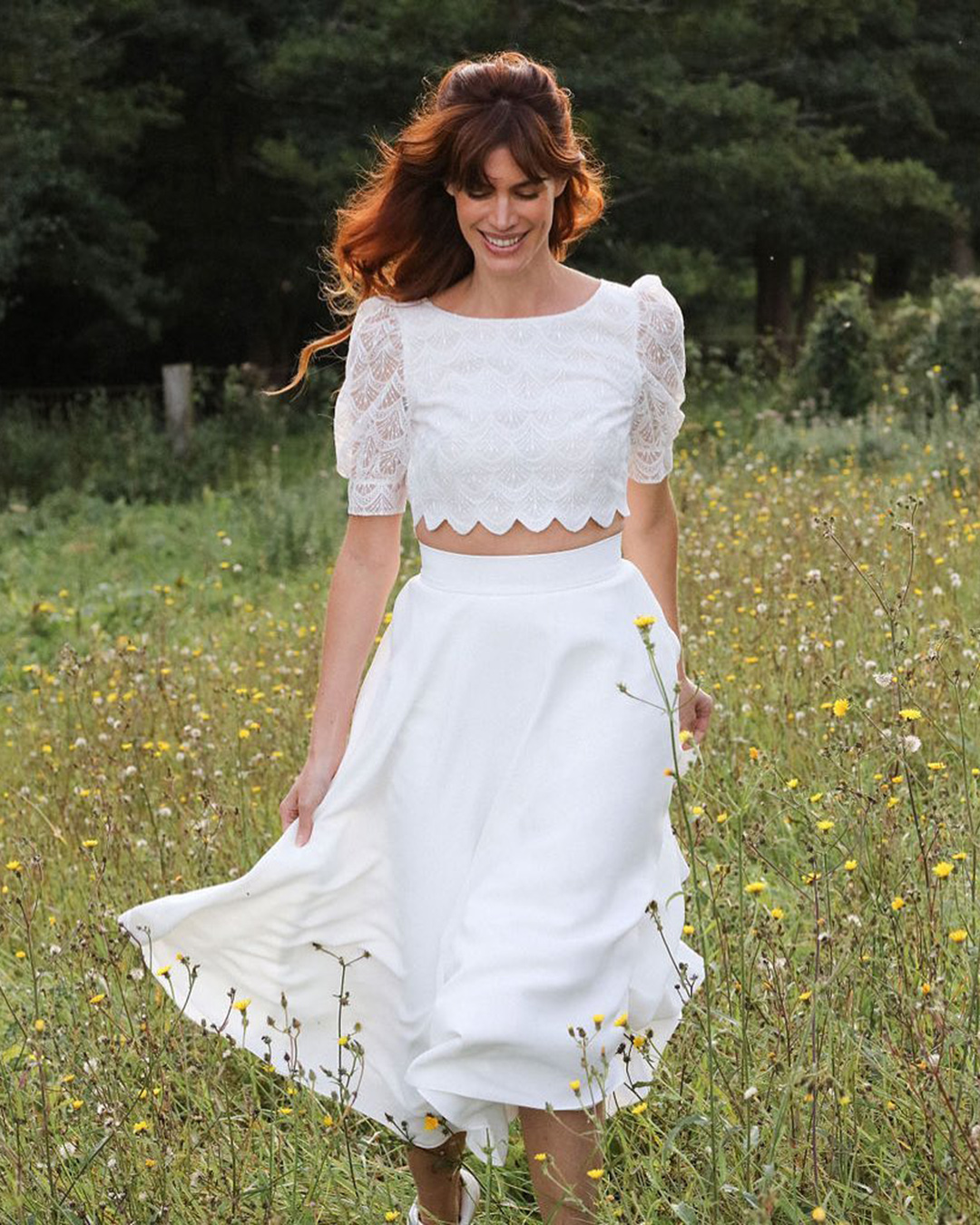 country style wedding dresses casual detachable skirt lace marielaportecreatrice