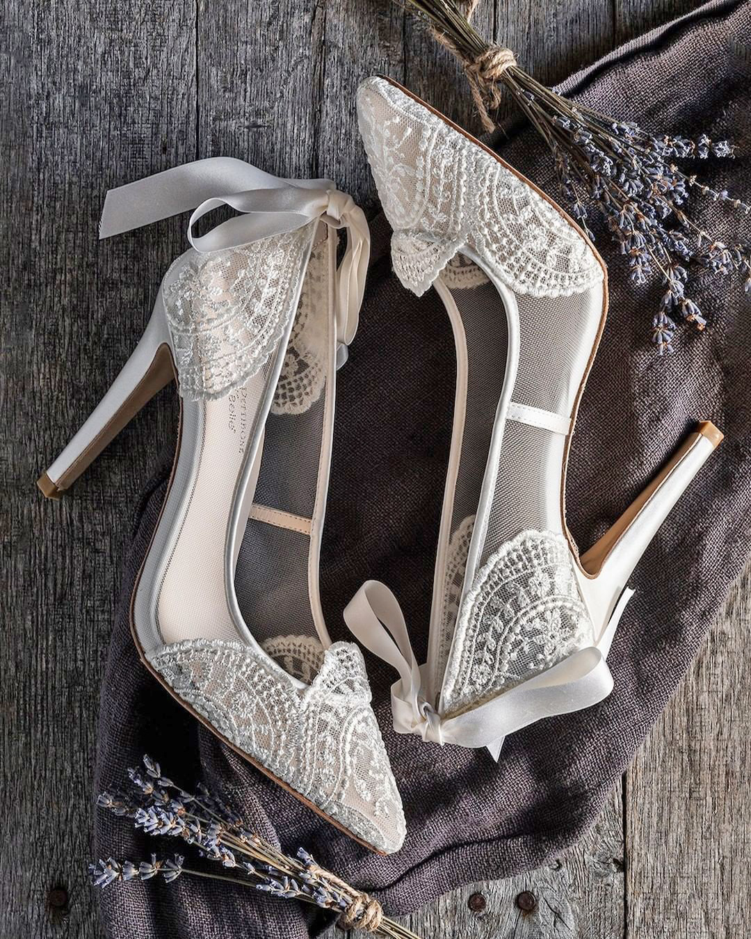 designer wedding shoes lace with heels white bellabelleshoes