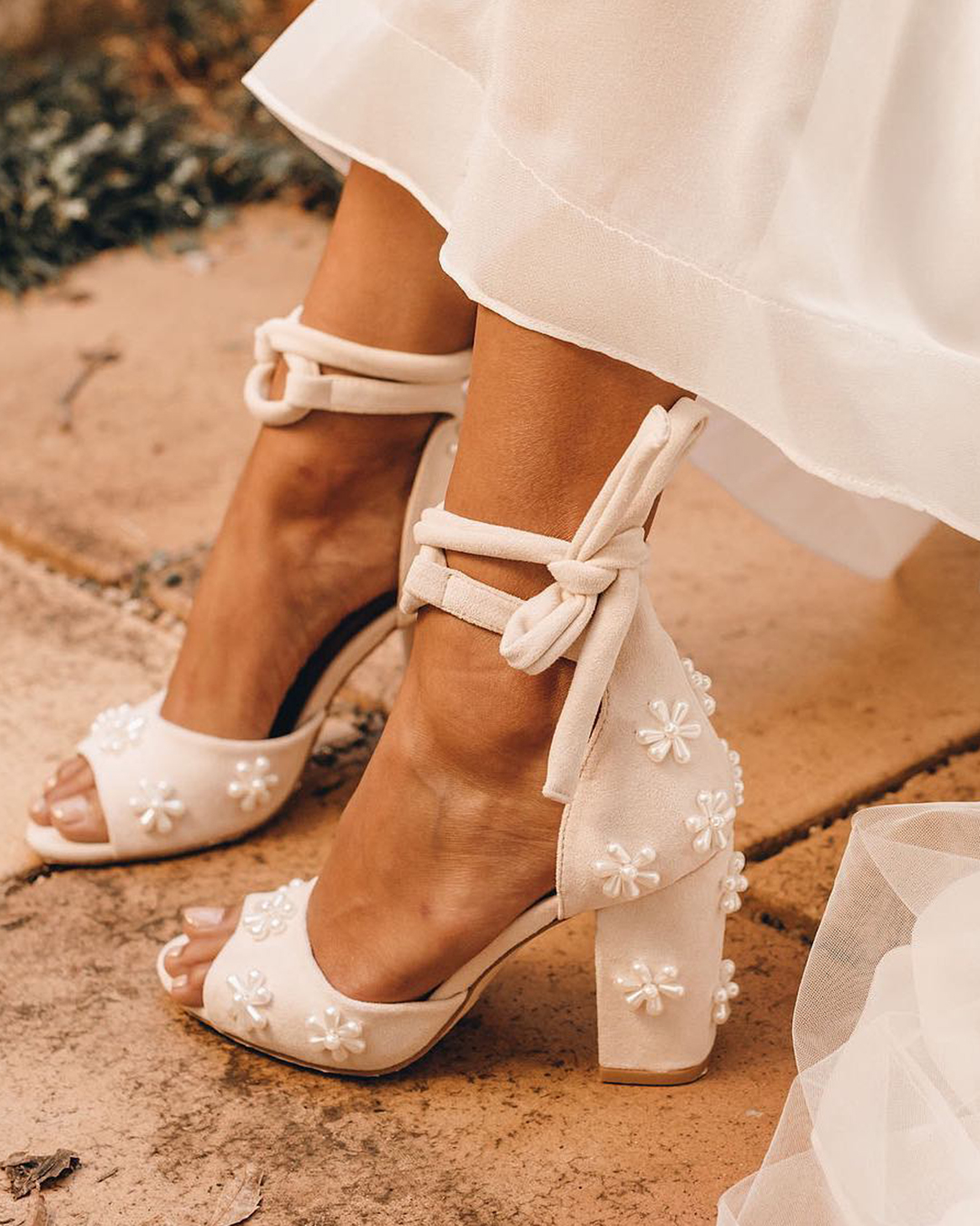 designer wedding shoes with block heels ivory foreversoles