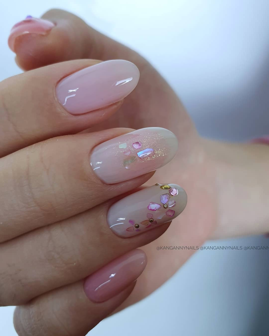 fall wedding nails natural pink gloss kangannynails