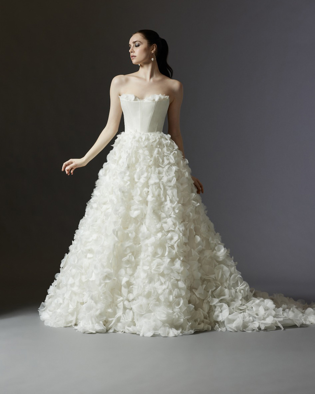 fashion forward wedding dresses ball gown corset strapless neckline berta