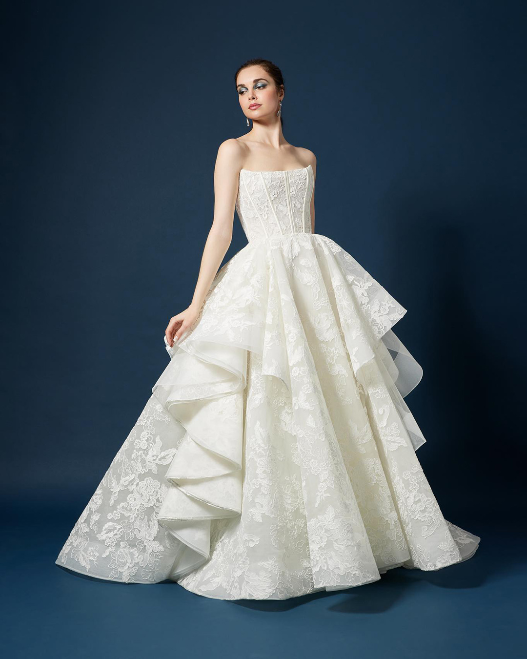 fashion forward wedding dresses ball gown coset ruffled skirt berta