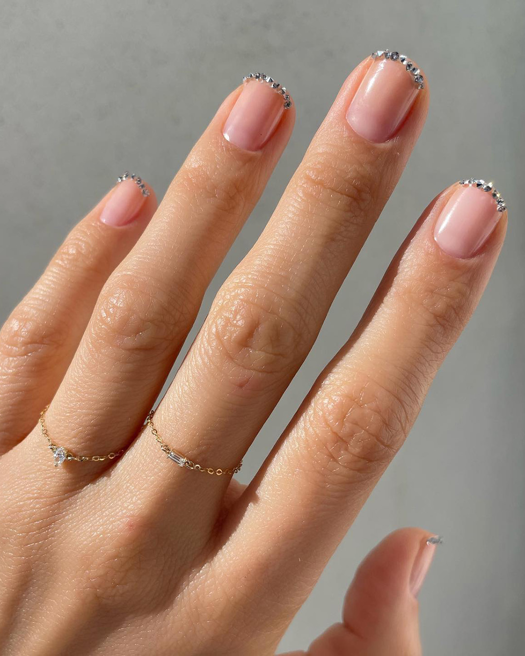 french wedding nails simple short with rhinestones betina_goldstein