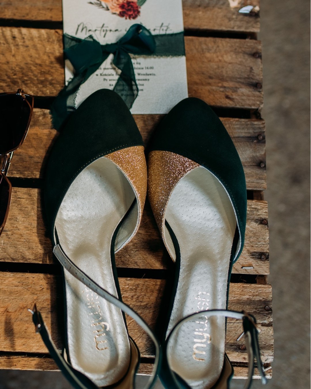 green wedding shoes flats