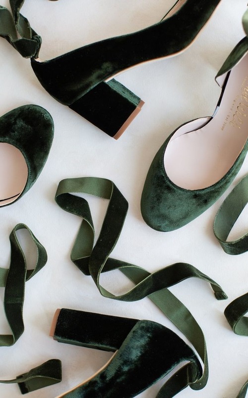 GREEN VELVET HEELS Dark Green Velvet Bridal Shoes Emerald 