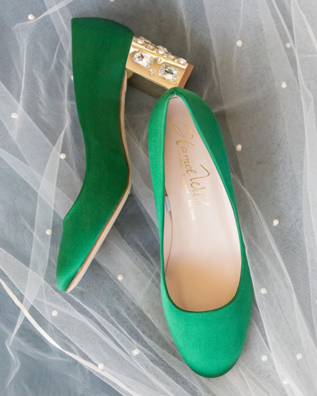 green wedding shoes satin