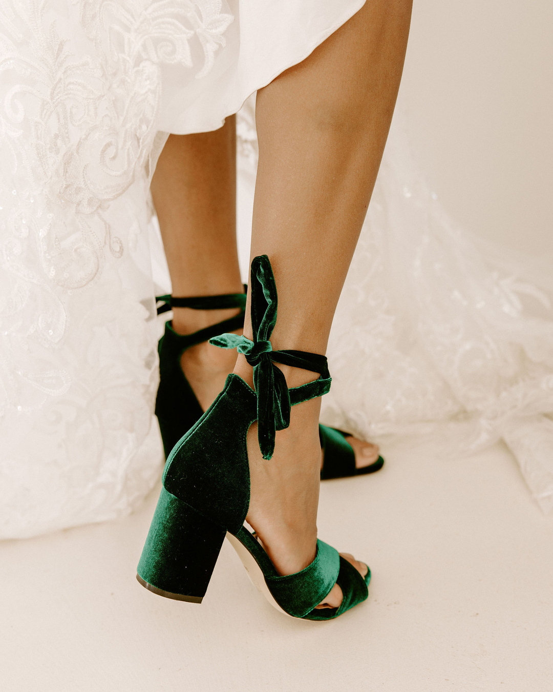 green wedding shoes velvet